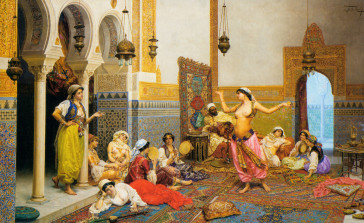 The harem dance, oil on canvas, by Giulio Rosati.