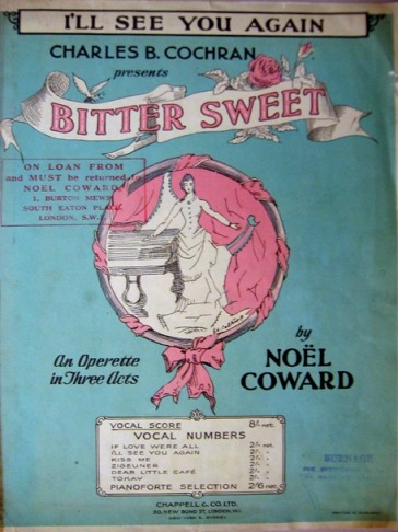 Sheet music from "Bitter Sweet".