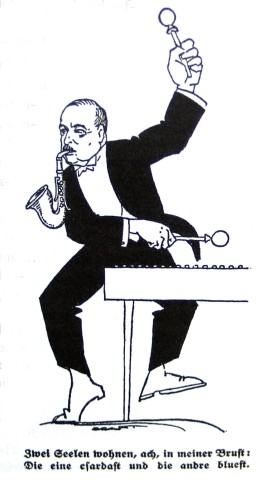 Caricature of Emmerich Kalman, "jazzing" it up in 1928.