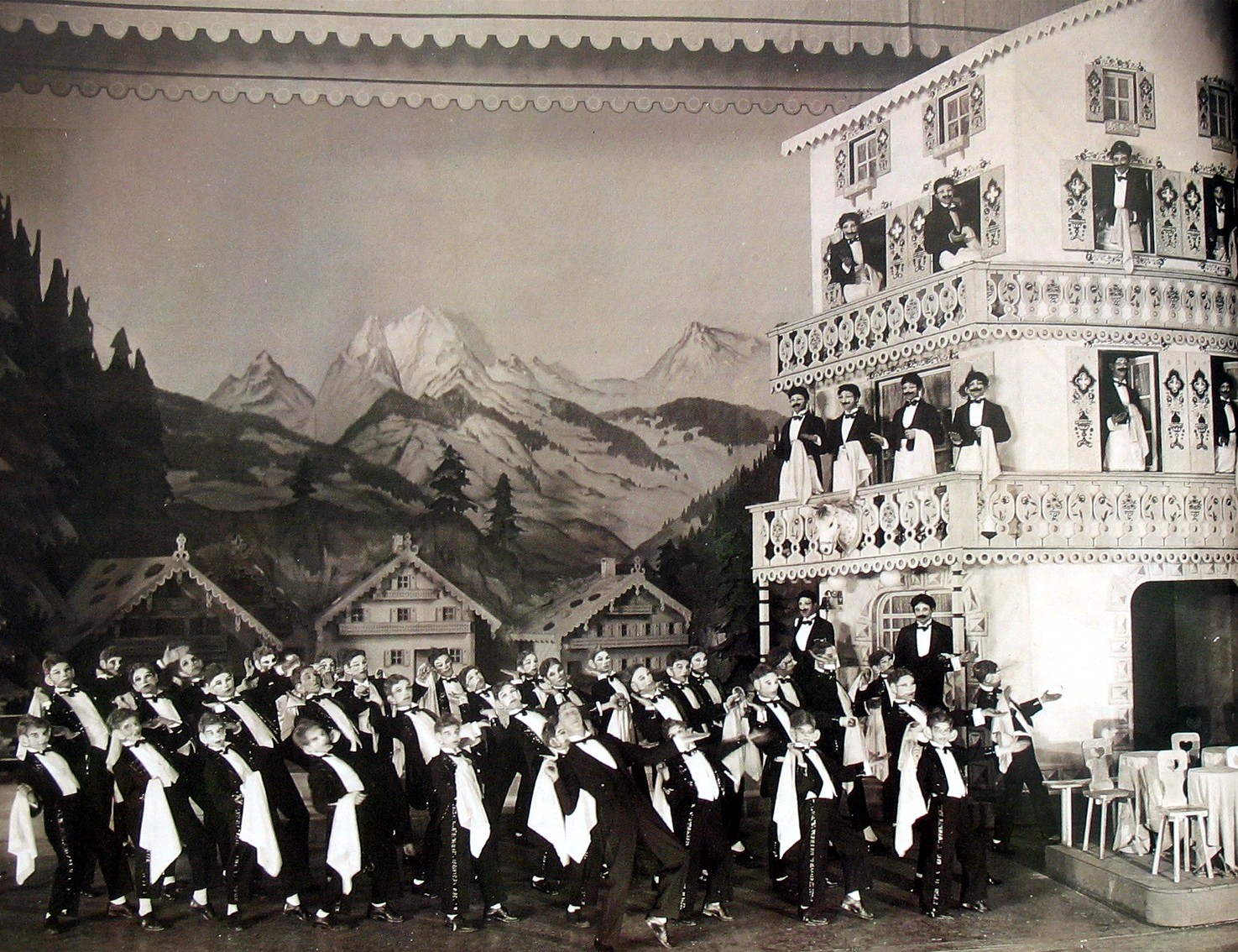 Waiters on parade: the grand marching scene from London, 1931.
