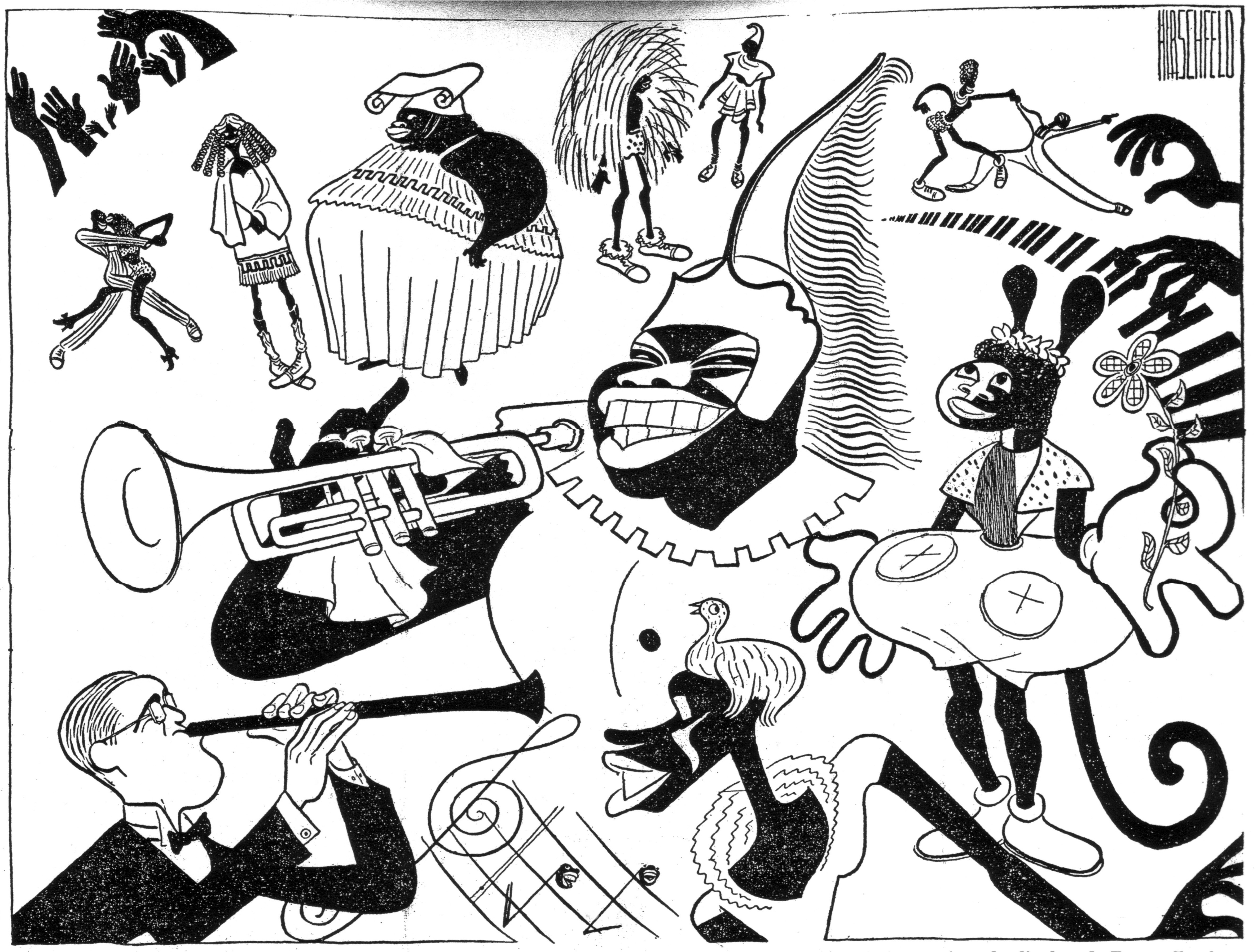 A caricature of "Swinging the Dream" as seen in the New York press.