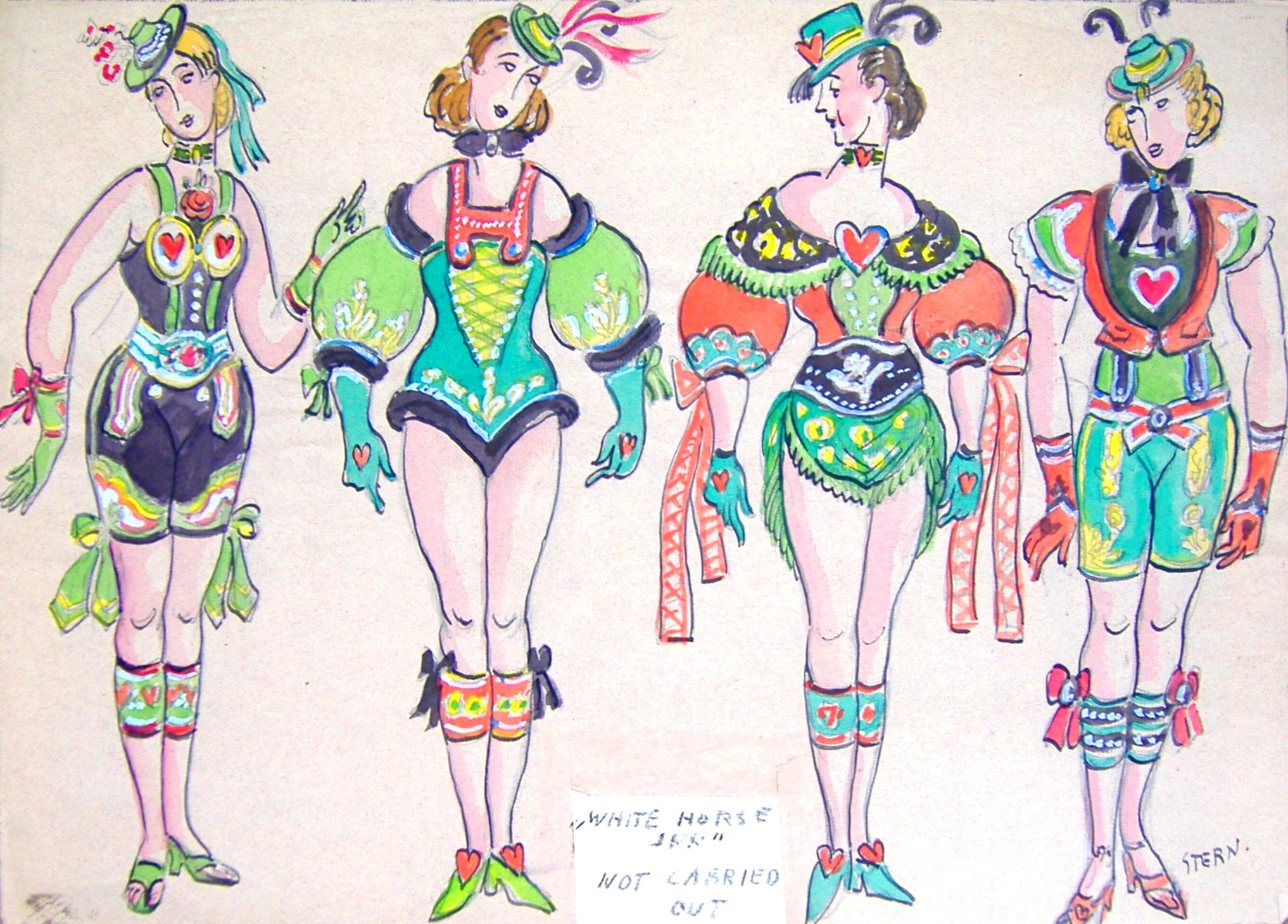 Ernst Stern's fantasy costumes for the girl dancers.