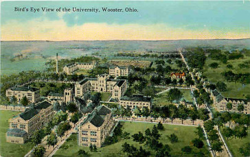 The College of Wooster, as seen on a historic postcard. This is where the Ohio Light Opera Festival will take place, as well as the operetta conference.