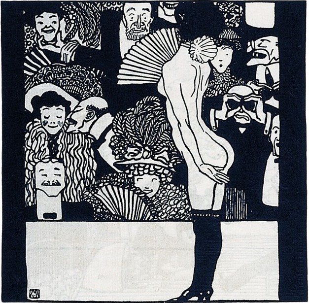 Moriz Jung's illustration for the operetta cabaret Fledermaus in Vienna, 1907.