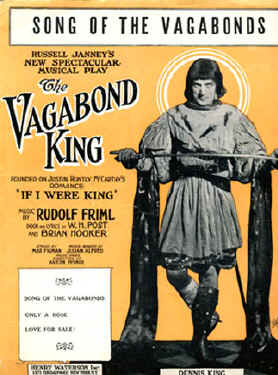 Sheet music cover for "The Vagabond King".