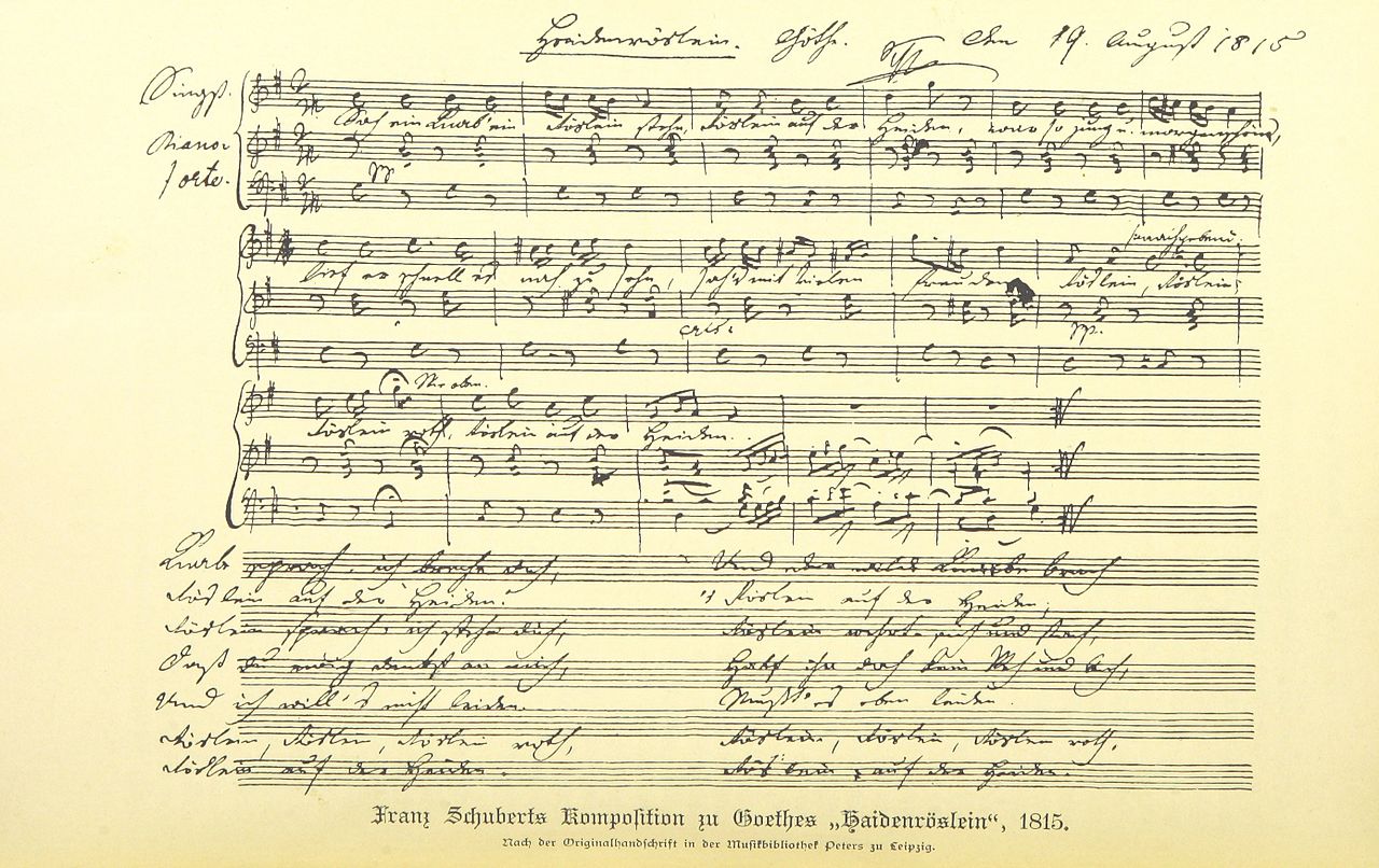 Franz Schubert's famous version of the "Heideröslein", 1815.