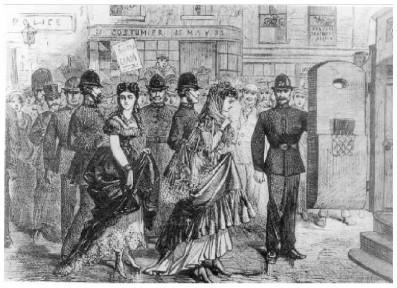 Lady Stella and Miss Fanny being escorted to the dock in 1870.