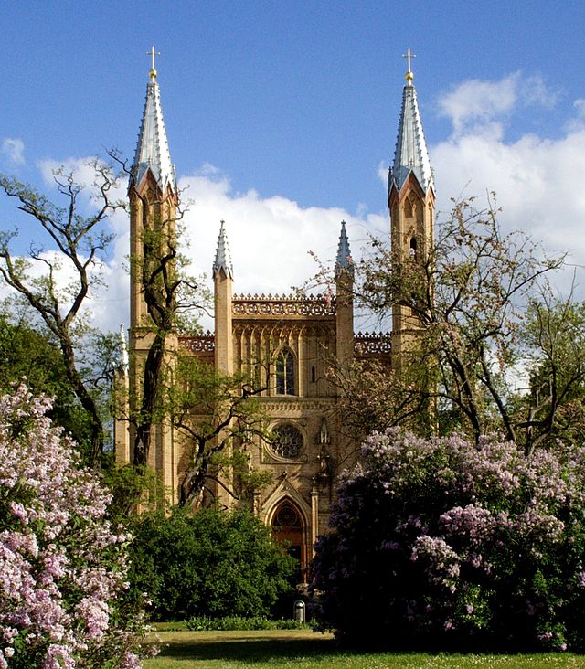 The majestic church on the castle grounds.