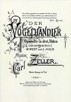 The piano score for "Der Vogelhändler".