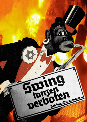 Poster for the Linz exhibition "Swing tanzen verboten," 2014.