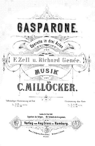 Cover of the original "Gasparone" piano score.