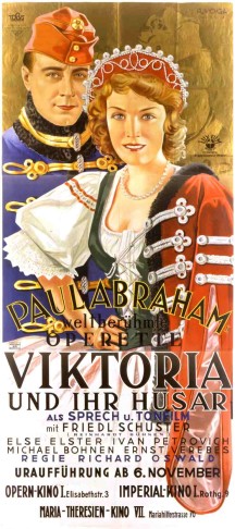 Poster for the movie version of Abraham's "Viktoria und ihr Husar."
