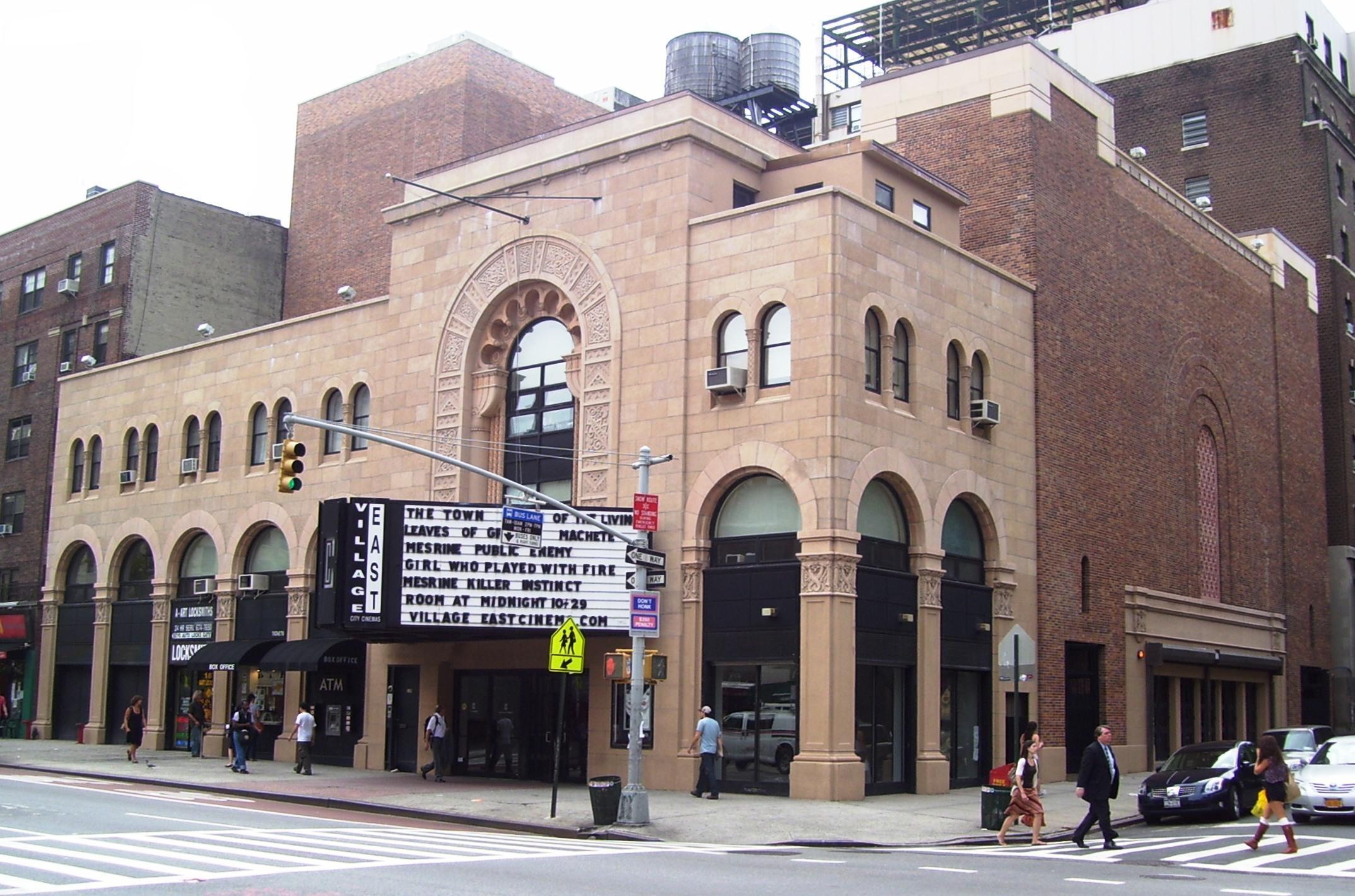 In 1926, developer Louis N. Jaffe had the Yiddish Art Theatre built for actor Maurice Schwartz, "Mr. Second Avenue". The area was known as the "Jewish Rialto" at the time. After four seasons it became the Yiddish Folks Theatre, then a movie theatre, the home of the APA-Phoenix Theatre, the Entermedia Theatre, and now a movie theater again. It was designated a New York City landmark in 1993. (Photo: Wikipedia)