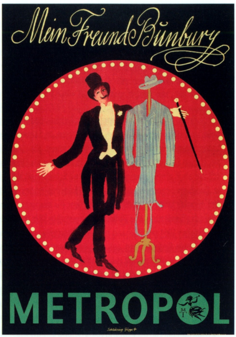 Poster for "Mein Freund Bunbury" at the Metropol Theater in East-Berlin, 1973.