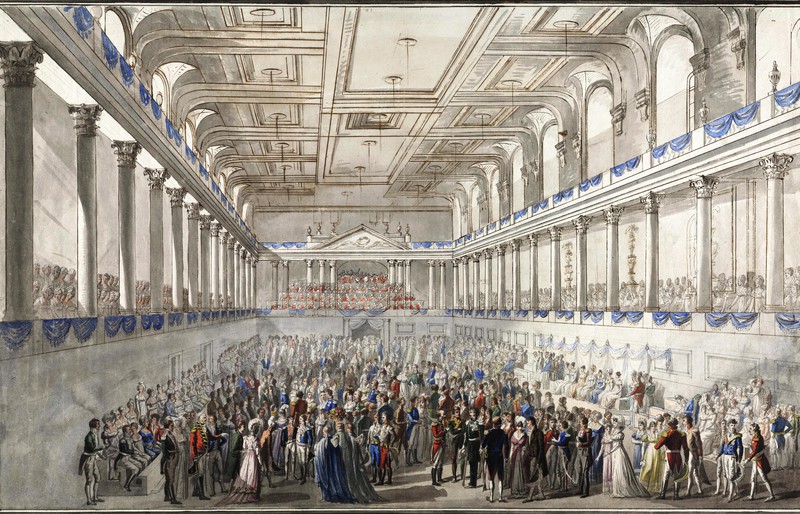 A scene from the real Congress of Vienna in 1815, show at the Belvedere exhibition.