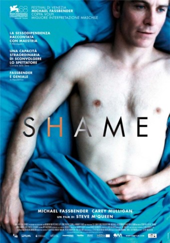 Poster for the Steve McQueen movie "Shame" starring Michael Fassbender.