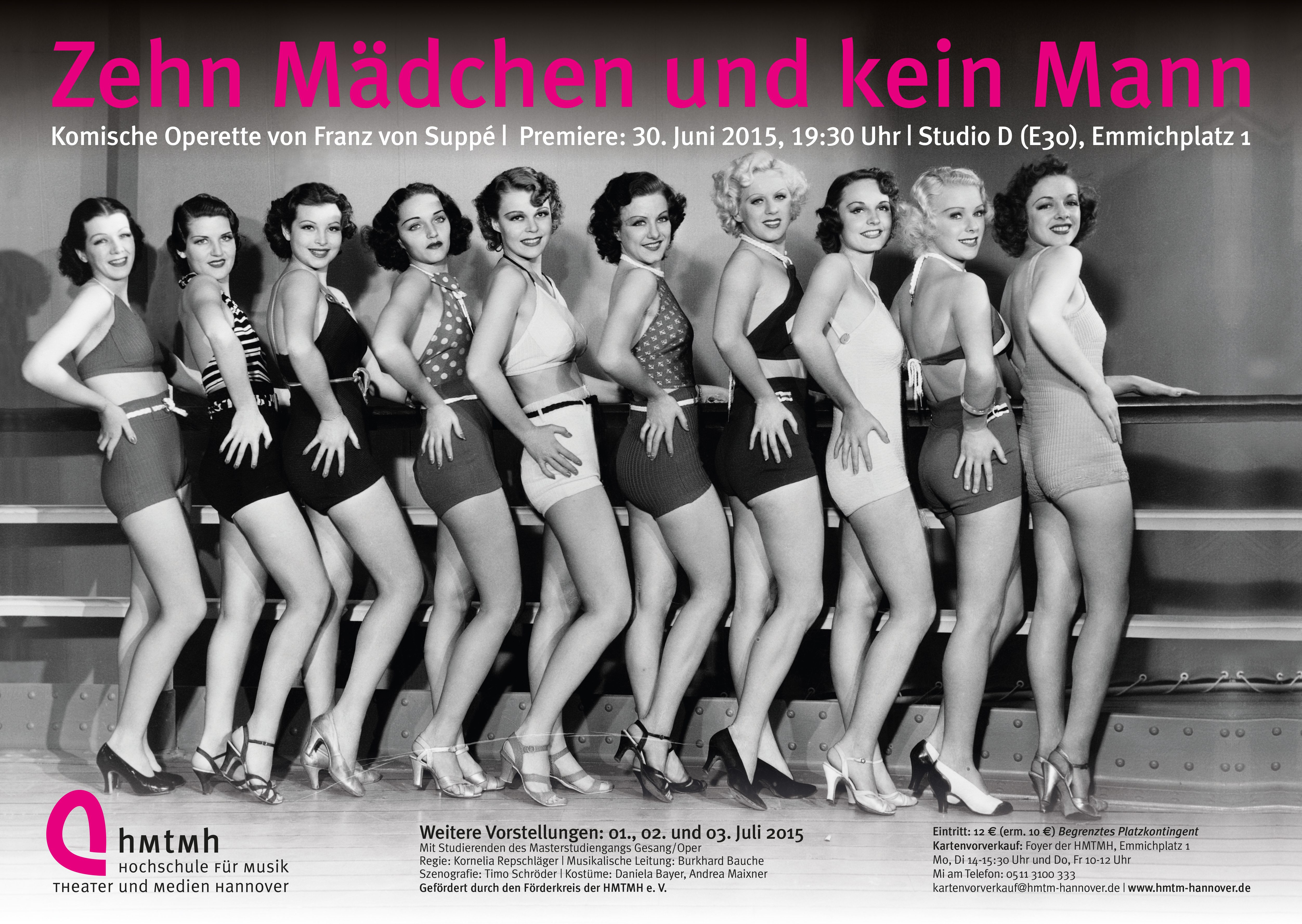 Poster for the 2015 production of "Zehn Mädchen und kein Mann."