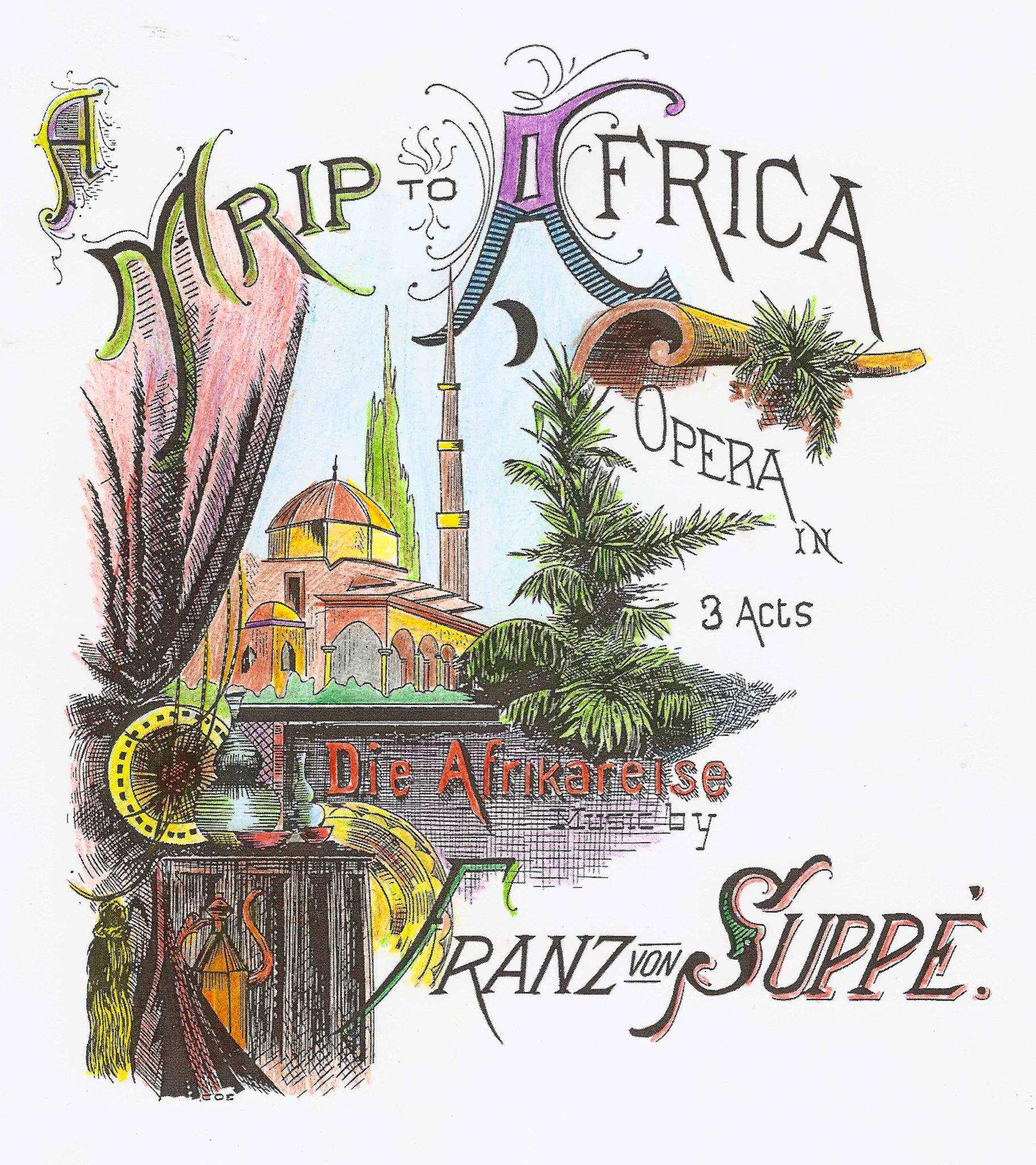 Sheet music cover for Suppé's "Die Afrikareise."