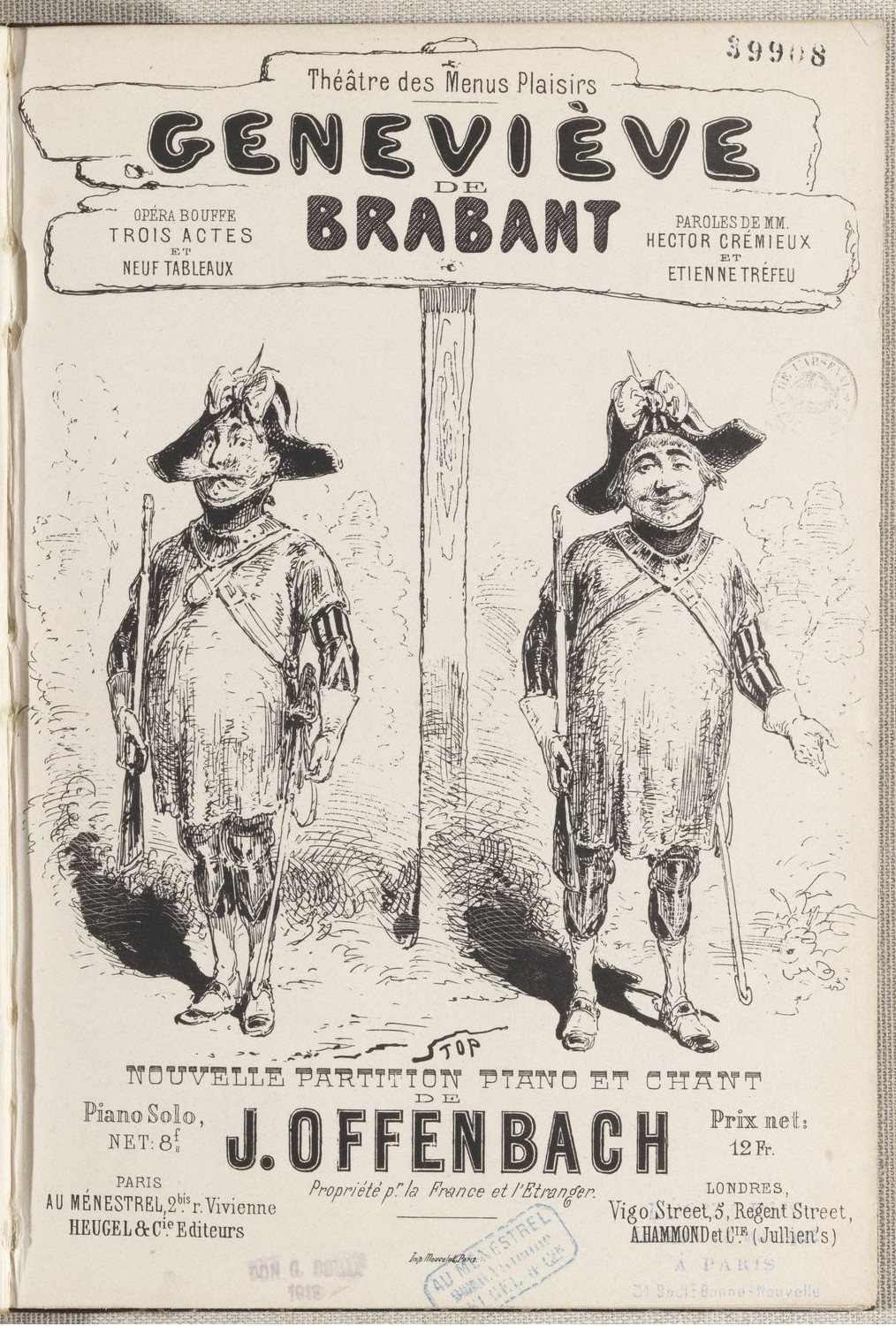 The cover of the piano score for "Geneviève de Brabant."