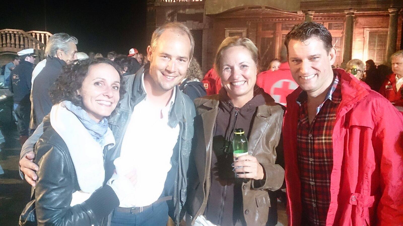 Dagmar Schellenberger (2nd from right) together with Verena Barth-Jurca, Peter Lesiak and Jeffrey Treganza at the festival in Mörbisch 2015. (Photo: Dagmar Schellenberger/Facebook)