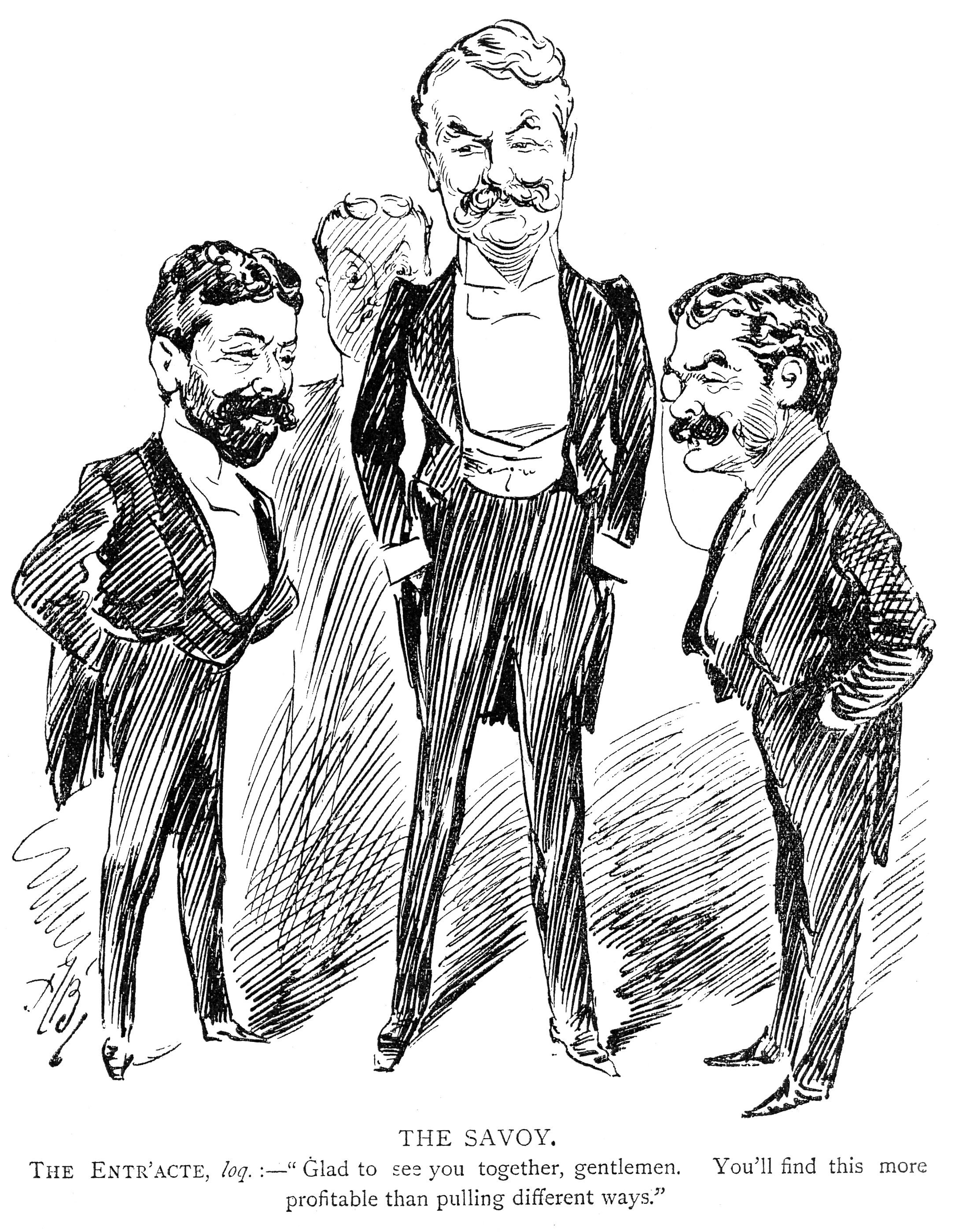 Impressario Richard D'Oyly Carte (l.) with Gilbert & Sullivan.