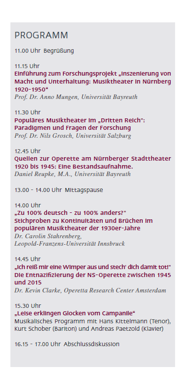 The schedule for the Nuremberg conference on June 12.