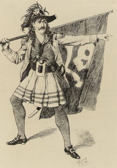 Drawing of Richard Temple as the Pirate King.