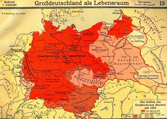 A historical map showing how the Nazis "found" new "Lebensraum" in the East.