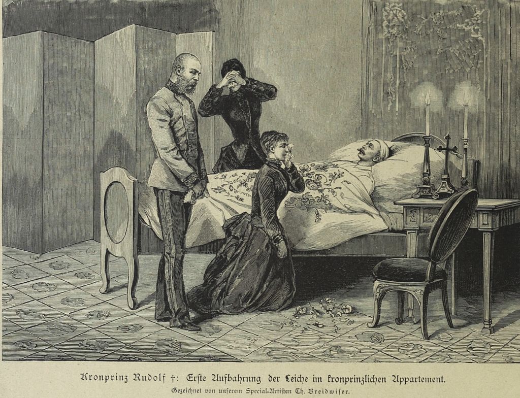 The emperor and empress at the deathbed of crown prince Rudolph.