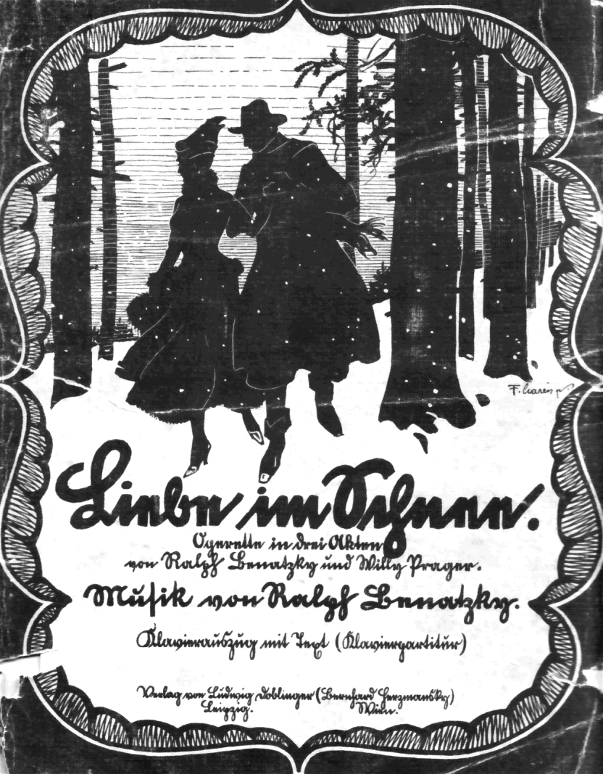 Sheet music cover for Benatzky's "Liebe im Schnee."