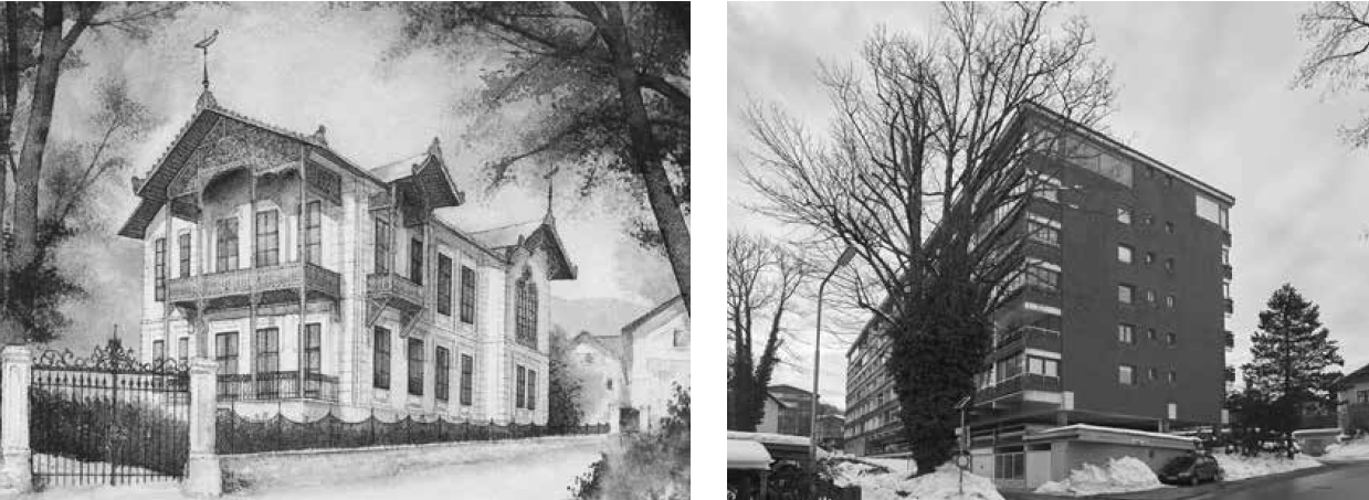 The Johann Strauss villa, then and now. (Photo: Die Villen von Bad ischl/Amalthea)