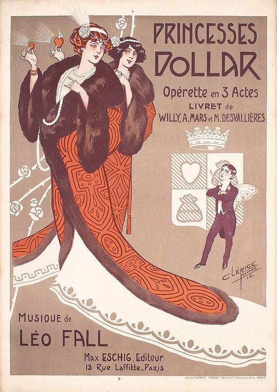 Early sheet music cover for the French production of "Die Dollarprinzessin."