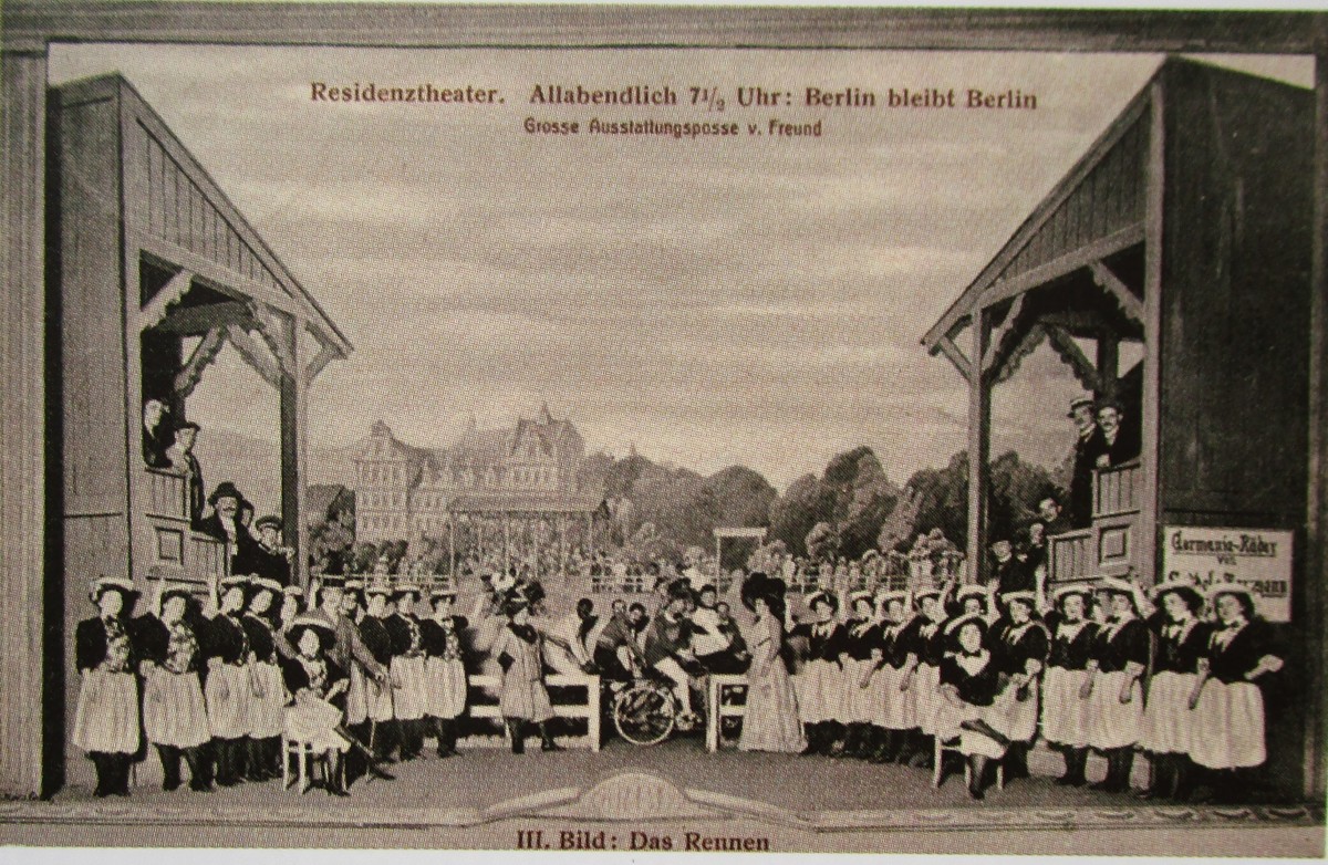 Scene from the revue "Berlin bleibt Berlin," 1910. (From: Andreas Schwarze's "Metropole des Vergnügens," Sax-Phon Press 2016)