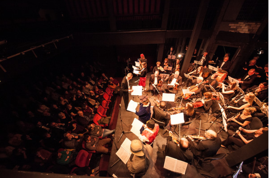 Dario Salvi conducting the Imperial Vienna Orchestra in a performance of "A Trip to Africa" at Maddermarket Theatre, Norwich. (Photo: Mark Stimpson Photography)