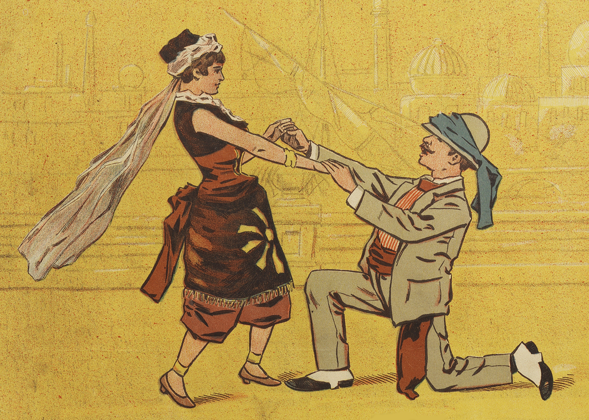 Tessa and Miradillo, from the poster of "A Trip to Africa" for the 1884 production at Haverly's Theatre, Philadelphia. (Photo: Dario Salvi Collection)