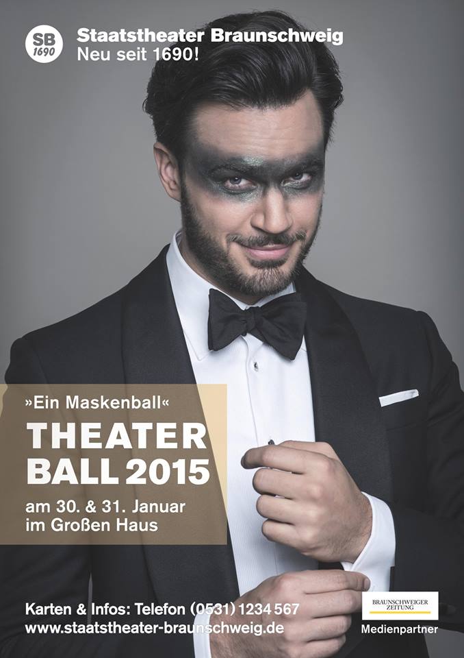 Baritone Malte Roesner on a poster of Staatstheater Braunschweig for Verdi's "Ballo in maschera."