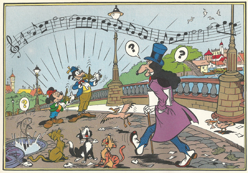 Scene from the Disney cartoon featuring Goofy as Johann Strauss. 