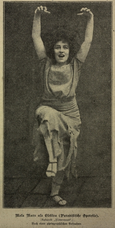 Mela Mars as Elektra in Béla Laszky's 1910 operetta of the same title. (Photo: "Das interessierte Blatt 29" Nr. 1, 6.1.1910)