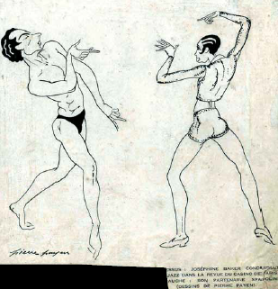 Newspaper caricature of Alberto Spadolini dancing with Josephine Baker. (Photo: Atelier Alberto Spadolini)