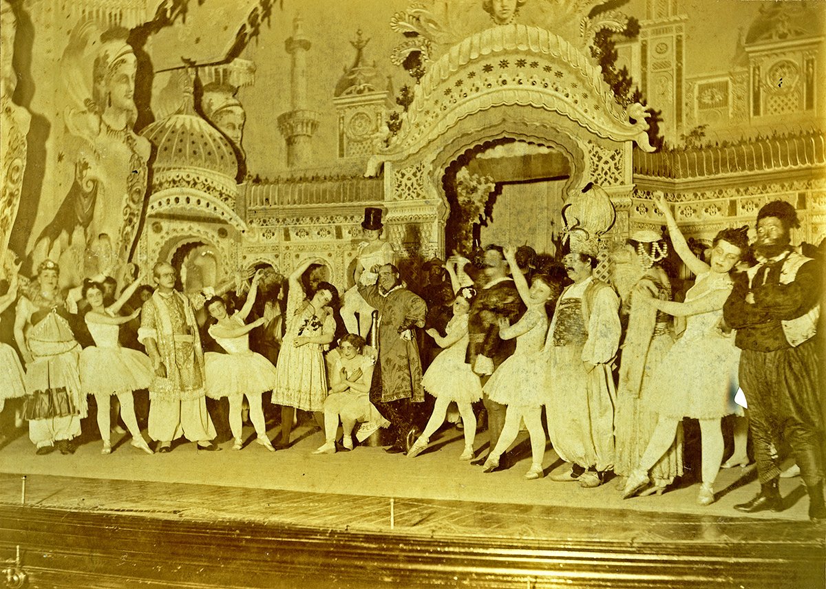 The first production of “The Burlesque Opera of Tabasco” was praised for the shaven legs of the cadets playing harem girls.