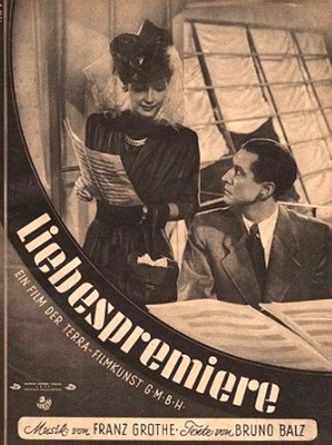 A magazine cover featuring the 1943 film "Liebespremiere" starring Kirsten Heiberg (l.) and Hans Söhnker as Axel.