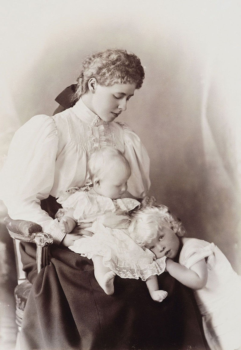 Crown Princess Marie of Romania and her two older children, around 1895.