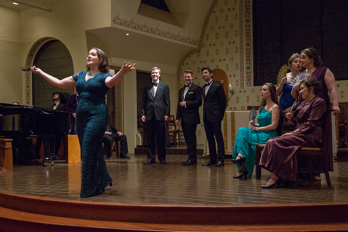 Jovani Demetri, Jane Hoffman, Colm Fitzmaurice, Jonathan Fox Powers, Andrew Troup, Sonora Dolce, Haley Vick, JoAnna Geffert, Susan Case in "The Enchantress," 2018. Here you see them perform "Art Is Calling For Me." (Photo: Jill LeVine)