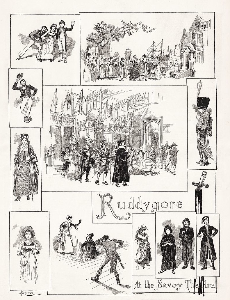Amédée Forestier's illustration of scenes from "Ruddygore" in "The Illustrated London News". 