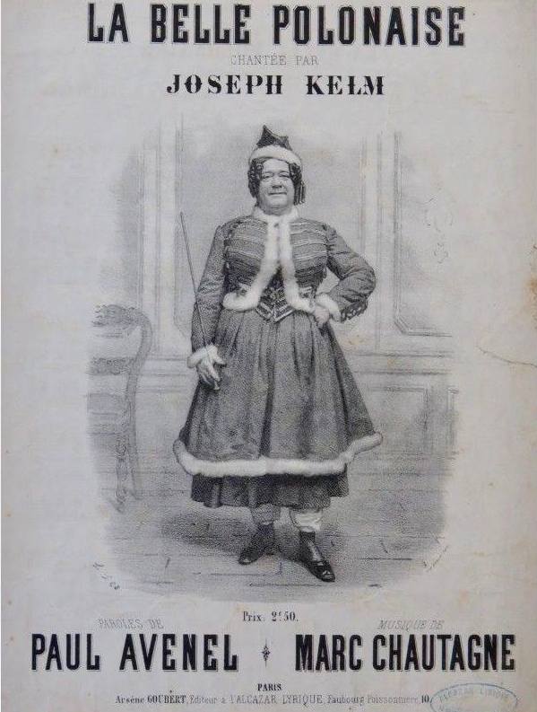 Joseph Kelmn as "La Belle Polonaise" on a sheet music cover.