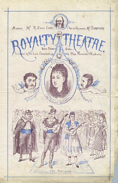 April 1875 programme for "La Périchole" and "Trial by Jury." Sullivan and Gilbert are seen as the cherubs.