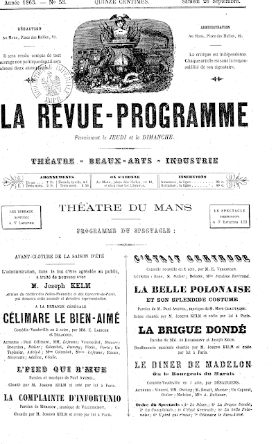 A playbill announcing Joseph Kelm performing "La Belle Polonaise."