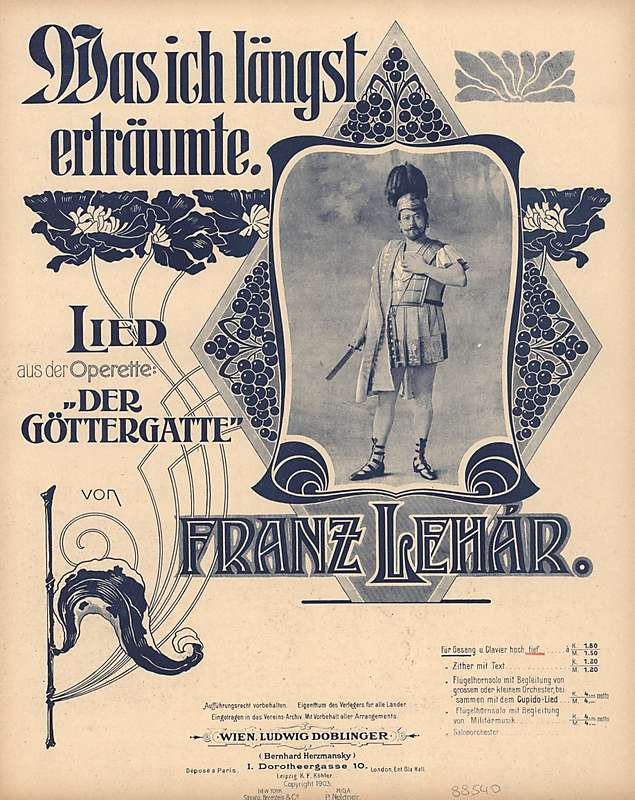 Sheet music from Franz Lehár's "Der Göttergatte."