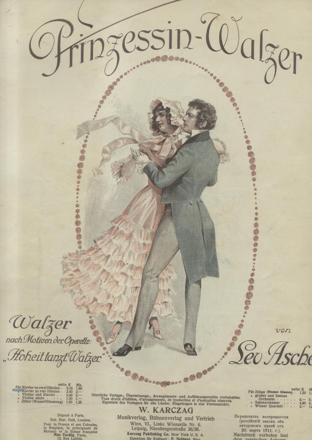 Sheet music for Leo Ascher's "Hoheit tanzt Walzer."