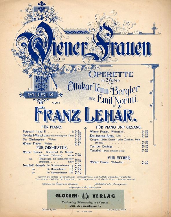 Sheet music from Franz Lehárs "Wiener Frauen."